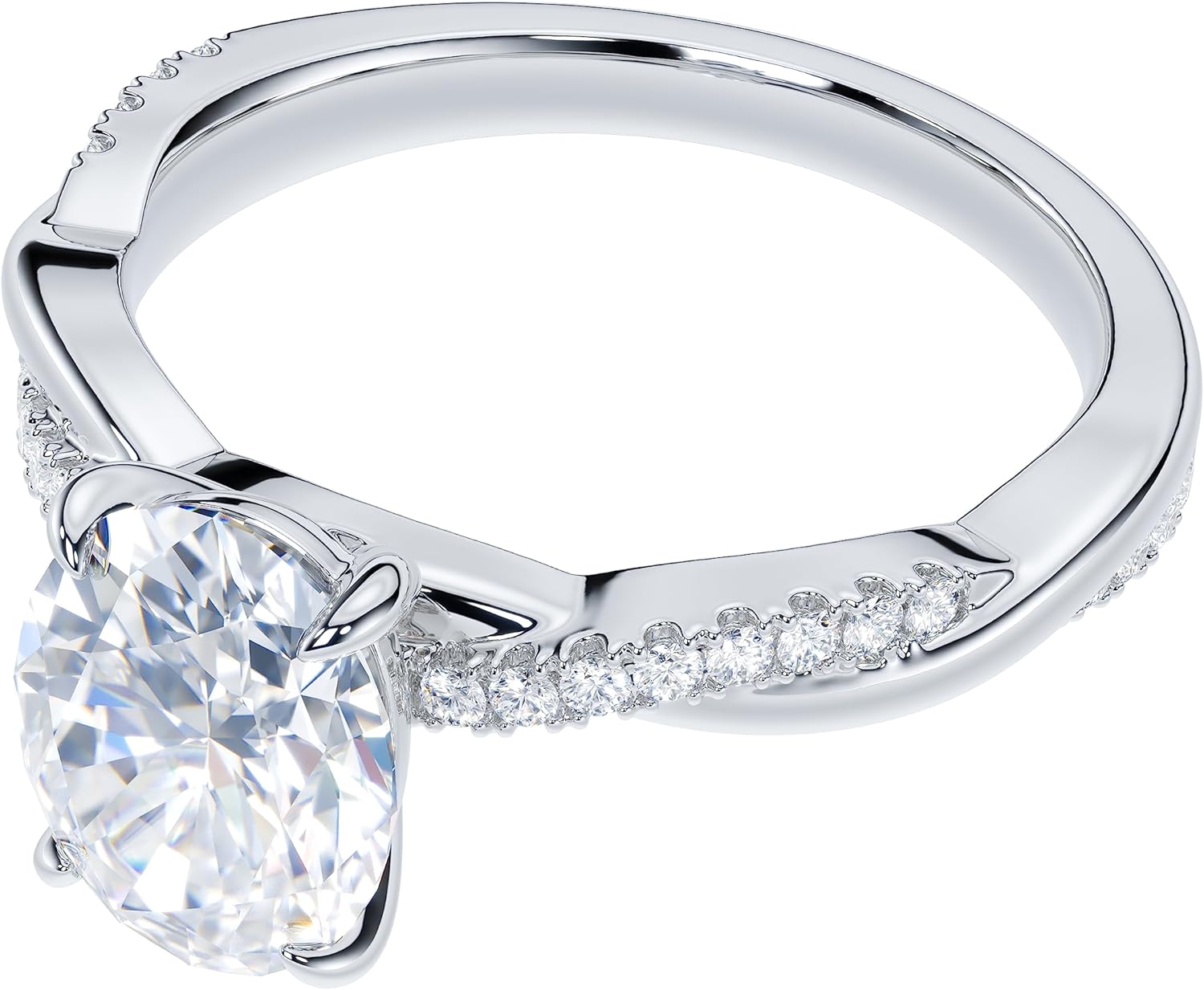 THELANDA Sterling Silver 4-Prong Petite Twisted Vine 1.5CT Oval Cut Genuine Moissanite Engagement Ring Promise Bridal Ring - Image 3