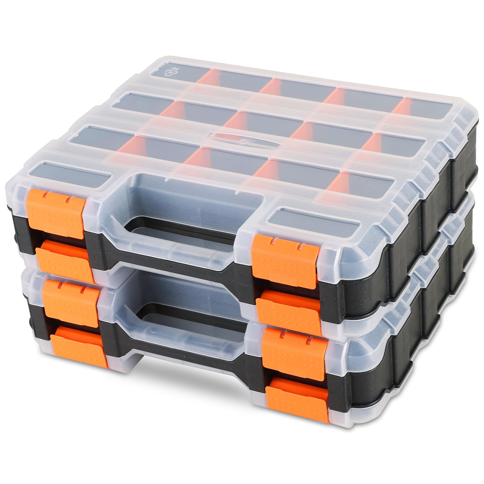 Organizador de piezas pequeñas | Caja organizadora de herramientas de 34 compartimentos, caja organizadora de doble cara con separadores extraíbles para accesorios pequeños, tornillos, pernos