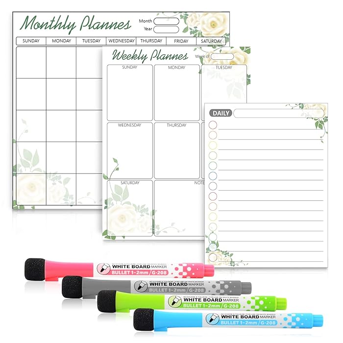 Buy 3 Piece Whiteboard Calendar Weekly Monthly Planner Self Adhesive