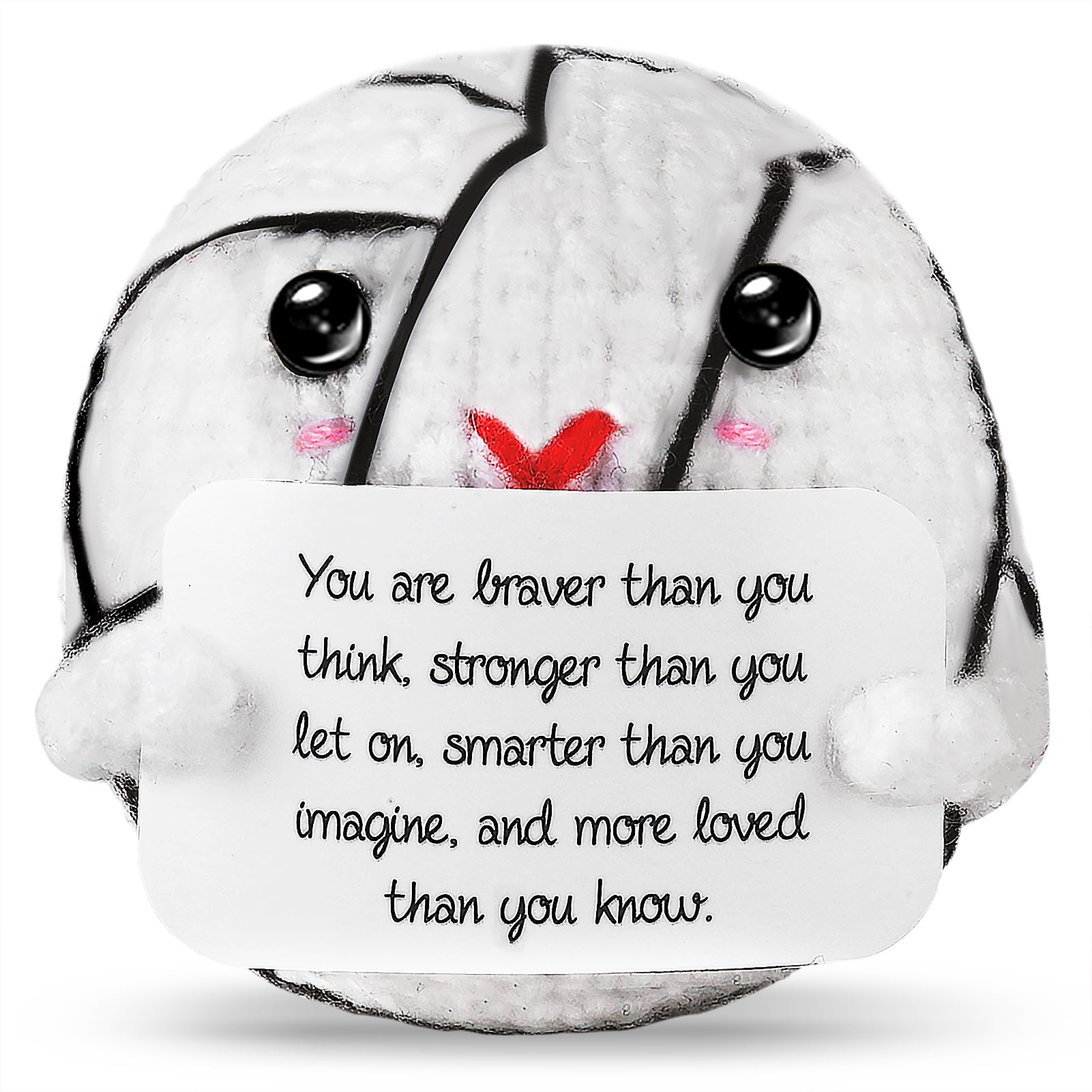 ZLSPTK Positive Crochet Animals Volleyball Emotional Support Plush Crochet Funny Gift for Women Friends Birthday Emotional Support Doll Knitting Toy Motivational Crochet Accessories Desk Room Decor
