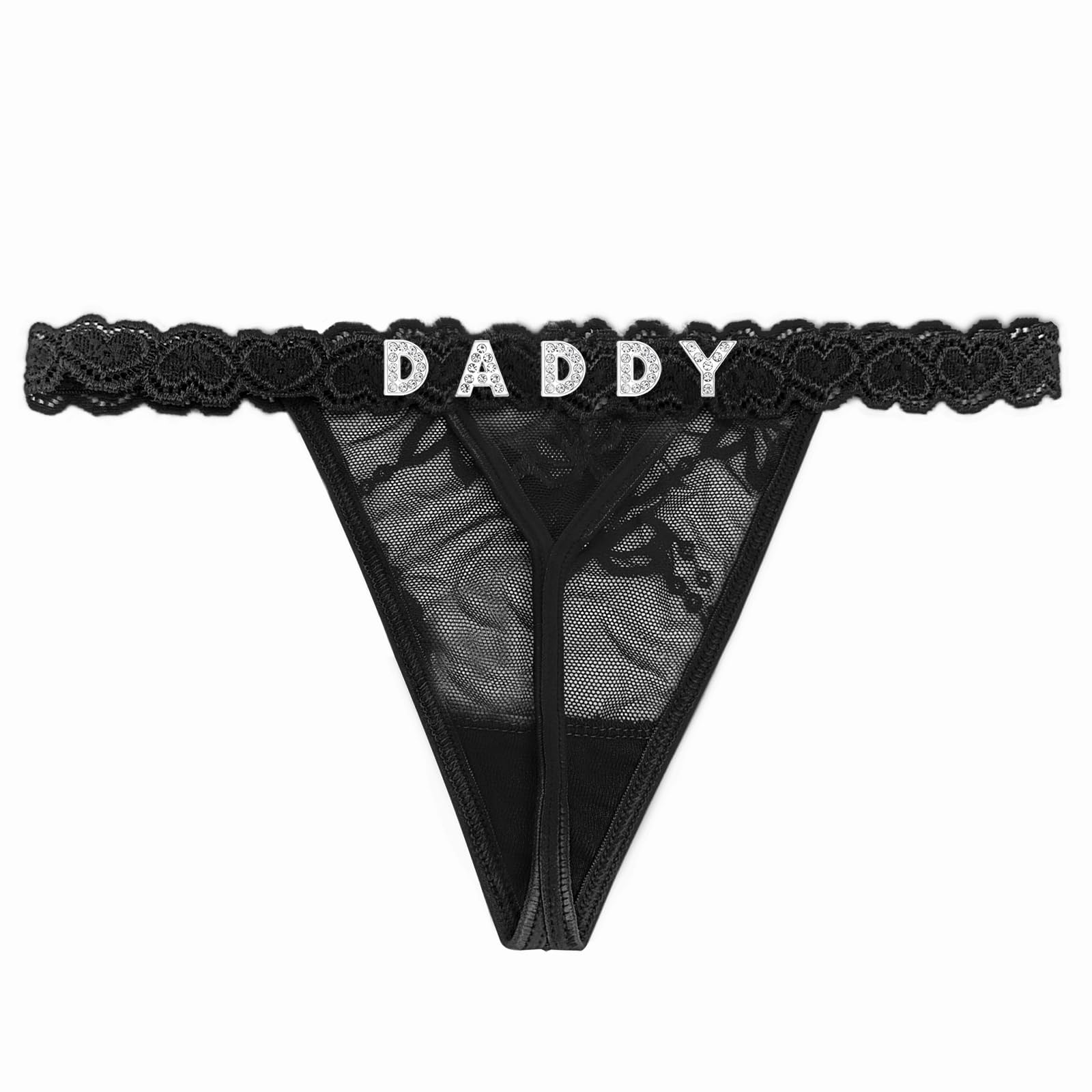 Women's Personalized Thongs with Funny Rhinestone Letters, Custom Name Underwear Panties for Couples