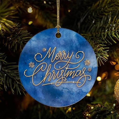 Vista 33 de Two-Side Printed Merry Christmas Marble Ceramic Christmas Ornament, Novelty for Family Friends Kids, Natural Marble Christmas Keepsake Pendants