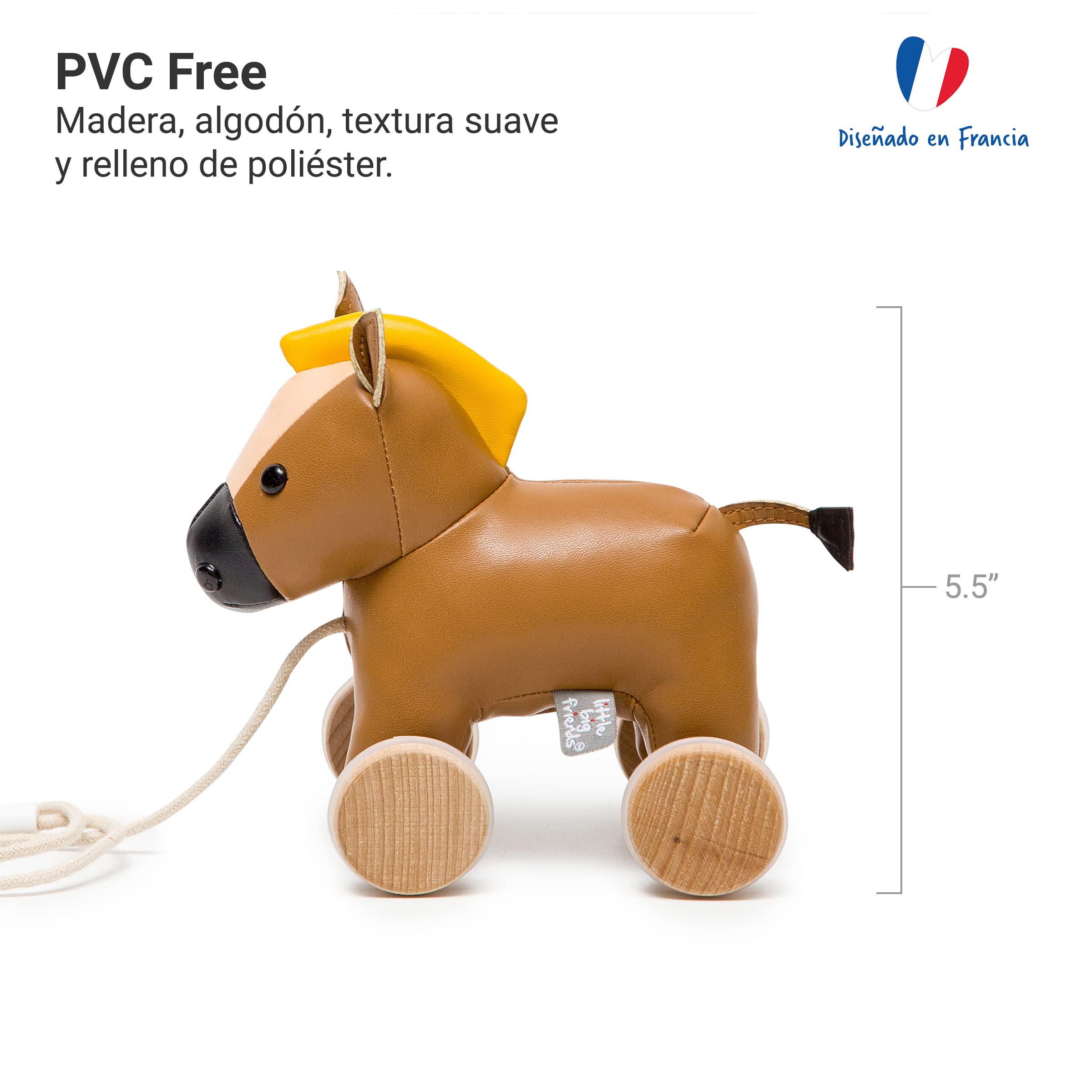 Animales para pasear con Correa de Little Big Friends | Juguete móvil con Correa para bebé | Juguete Tradicional | Fácil de Limpiar | Tejido Seguro para bebés | El Caballo Carlos