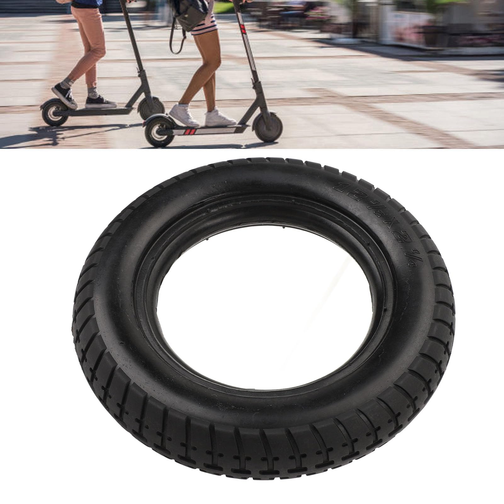 Asixxsix Pneu en Caoutchouc Plein 12,5 X 2,25, Roue de Rechange 12 Pouces, Anti-crevaison, Résistante à L'usure, pour Scooters électriques, avec Chambre à Air et Pneu
