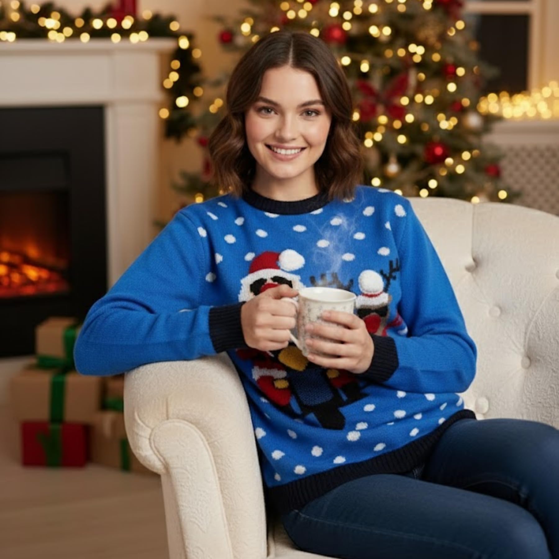 Nowy męski damski renifer gwiazda Boże Narodzenie sweter unisex nowość sweter top