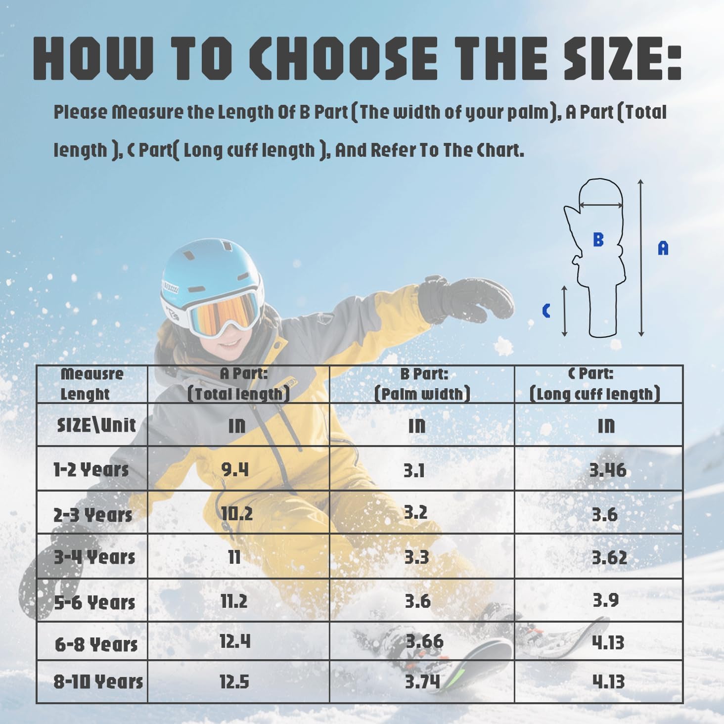 XTACER Kids Ski Snow Mittens Gloves Snowboard Winter Warm Cold Weather Gloves for Boys Girls Children - Image 4