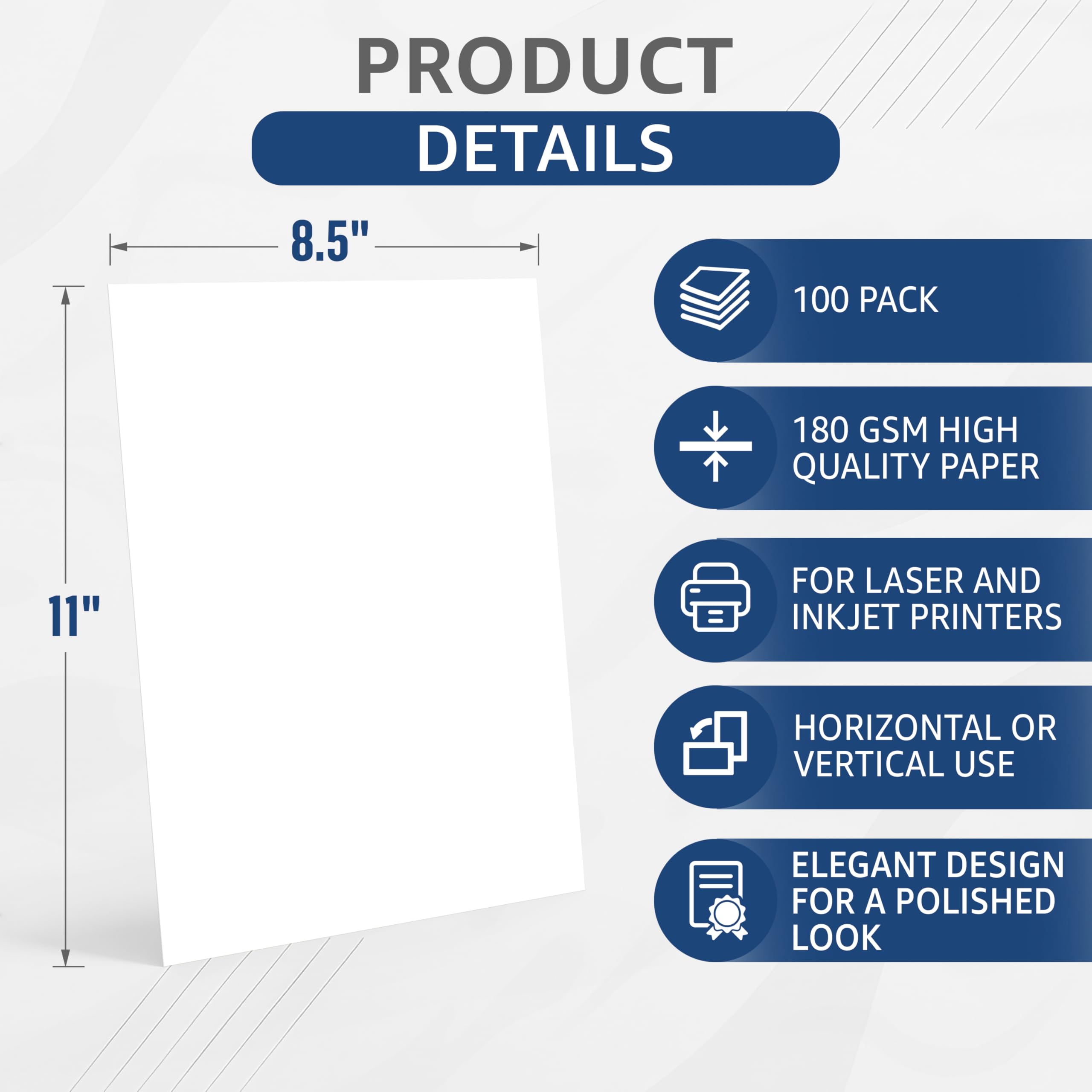 Lot de 100 feuilles de papier cartonné blanc de qualité supérieure pour certificats de récompense et diplômes 21,6 x 27,9 cm