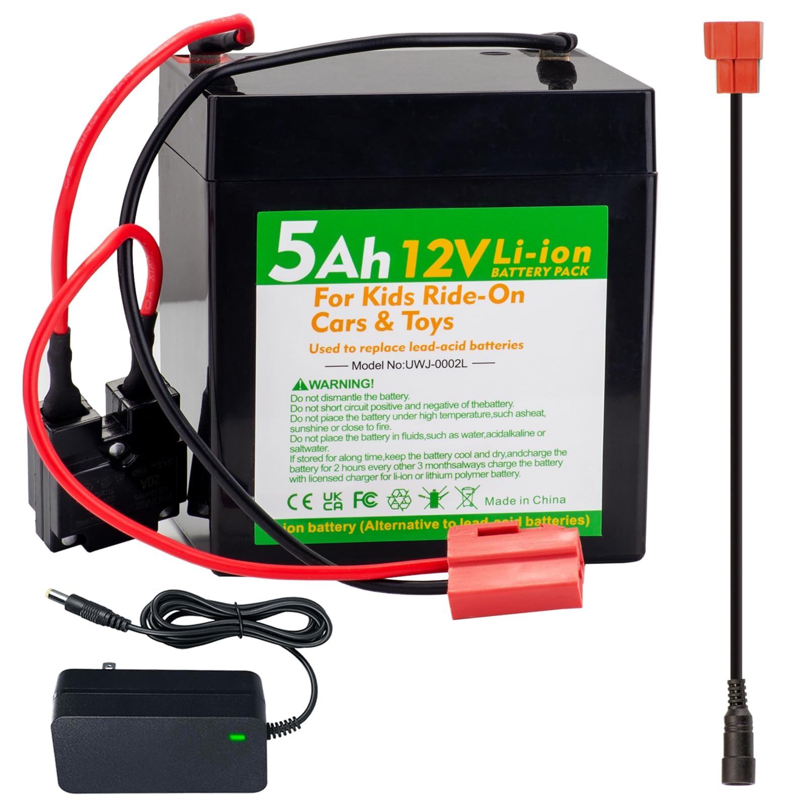 Batterie Li-ion 12 V 5 Ah avec chargeur, batterie de rechange pour voitures et camions pour enfants 12 V