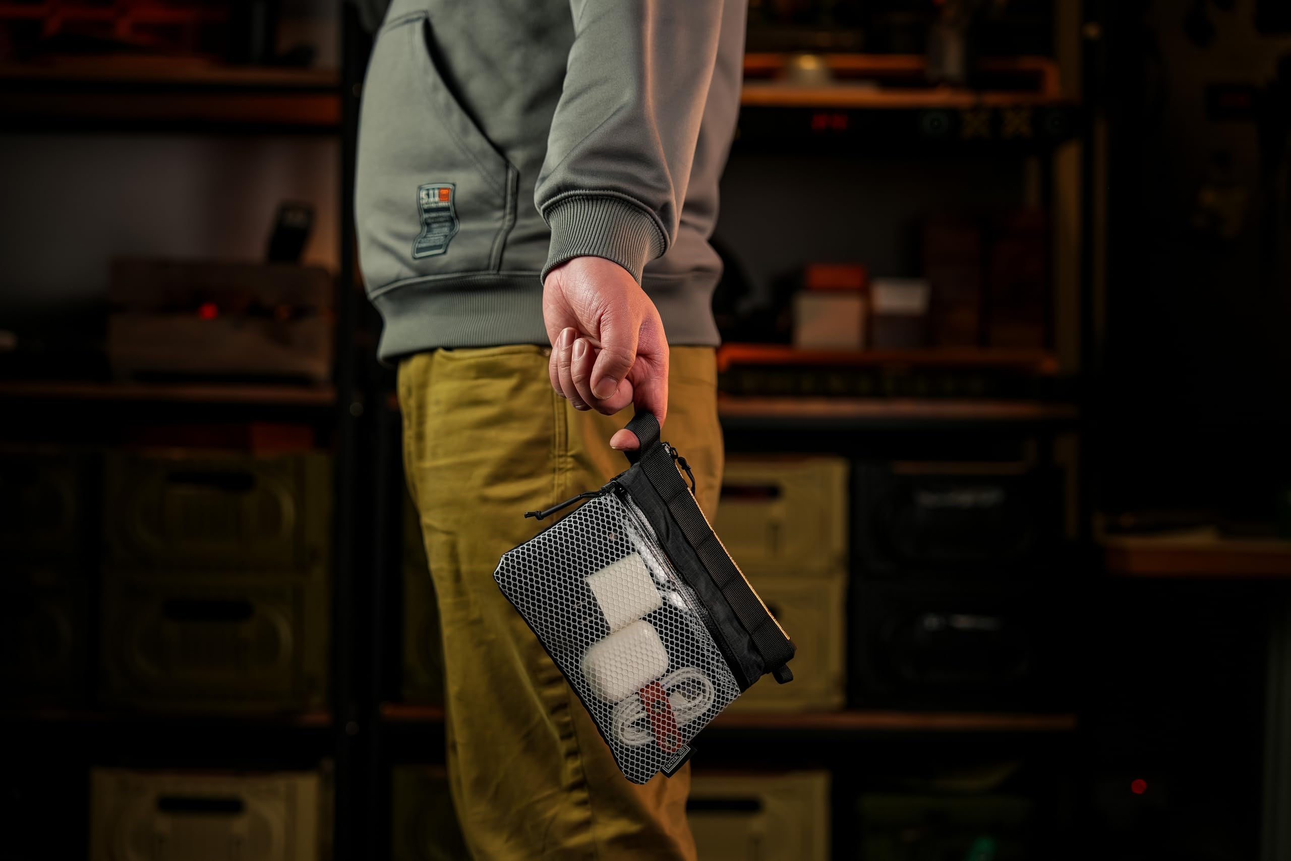 TACTICAL_GEEK Storage EDC mała torba, wodoszczelna nylonowa organizacja, wielofunkcyjna torba do noszenia, półprzezroczysta torba z siateczki do przechowywania, A15, przezroczysty, S, torba do