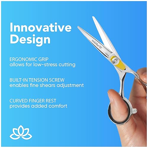 Miniatura 6 de Equinox - Tijeras profesionales para cortar el pelo con borde de afeitar 65 pulgadas insertos de dedo y tornillo de tensión de ajuste bordes de