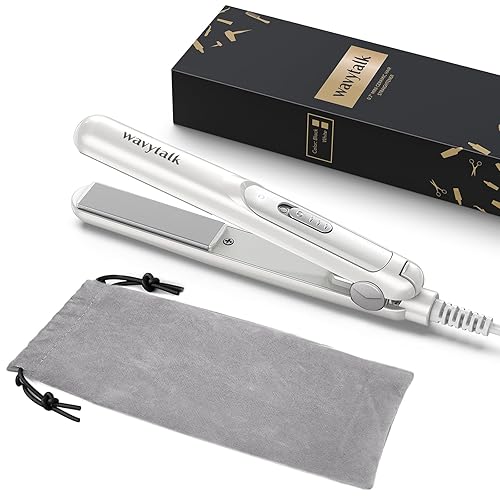 Wavytalk 0.7 Inch Ceramic Mini Hair Straightener - Small Flat Irons for Short Hair, Curls Bangs, Travel Friendly (White) - Pearl White