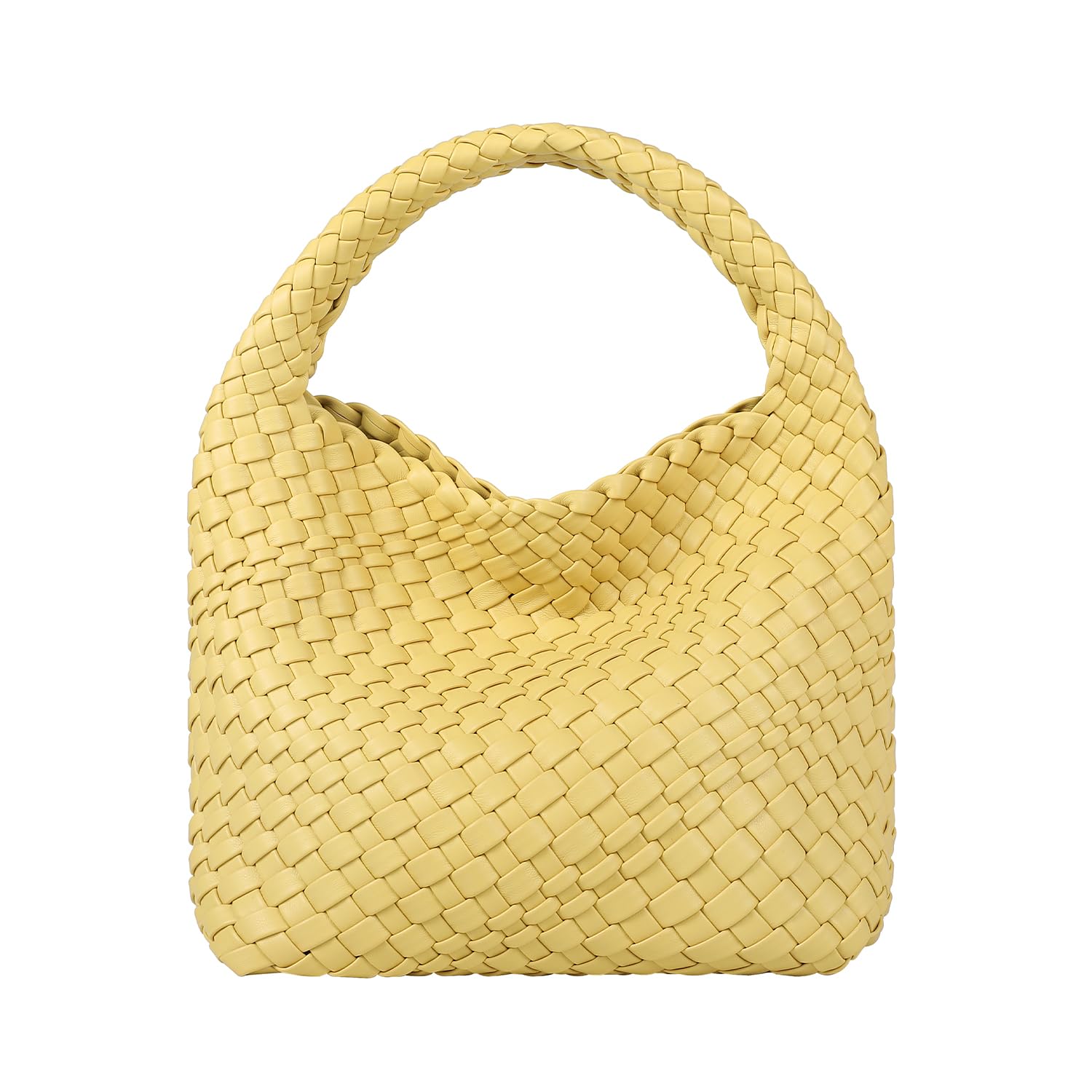 Woven Bags For Women Fashion Plain Weave Mini Purse Zipper Closure Shoulder Purses Tote Bags Clutch (yello)