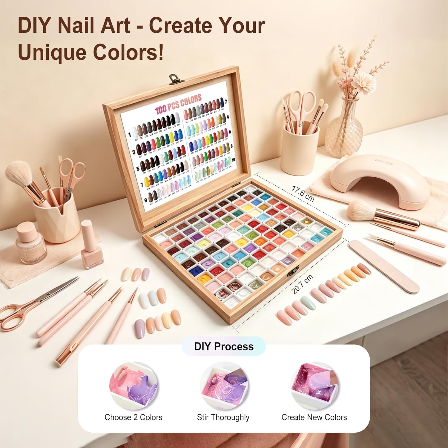 Pat Gel Nail Polish Palette - 100 Colors Ombre Nail Gradient Patting Painting Nail Polish Kit - Gel Blush Blooming Pigment Pat French Manicure Tools Nails Art DIY Salon Home (100 Colors)