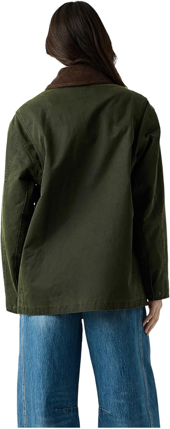 [BLANKNYC] womens Catching a Break Coated Barn Jacket With Corduroy Collar Detail - Image 2
