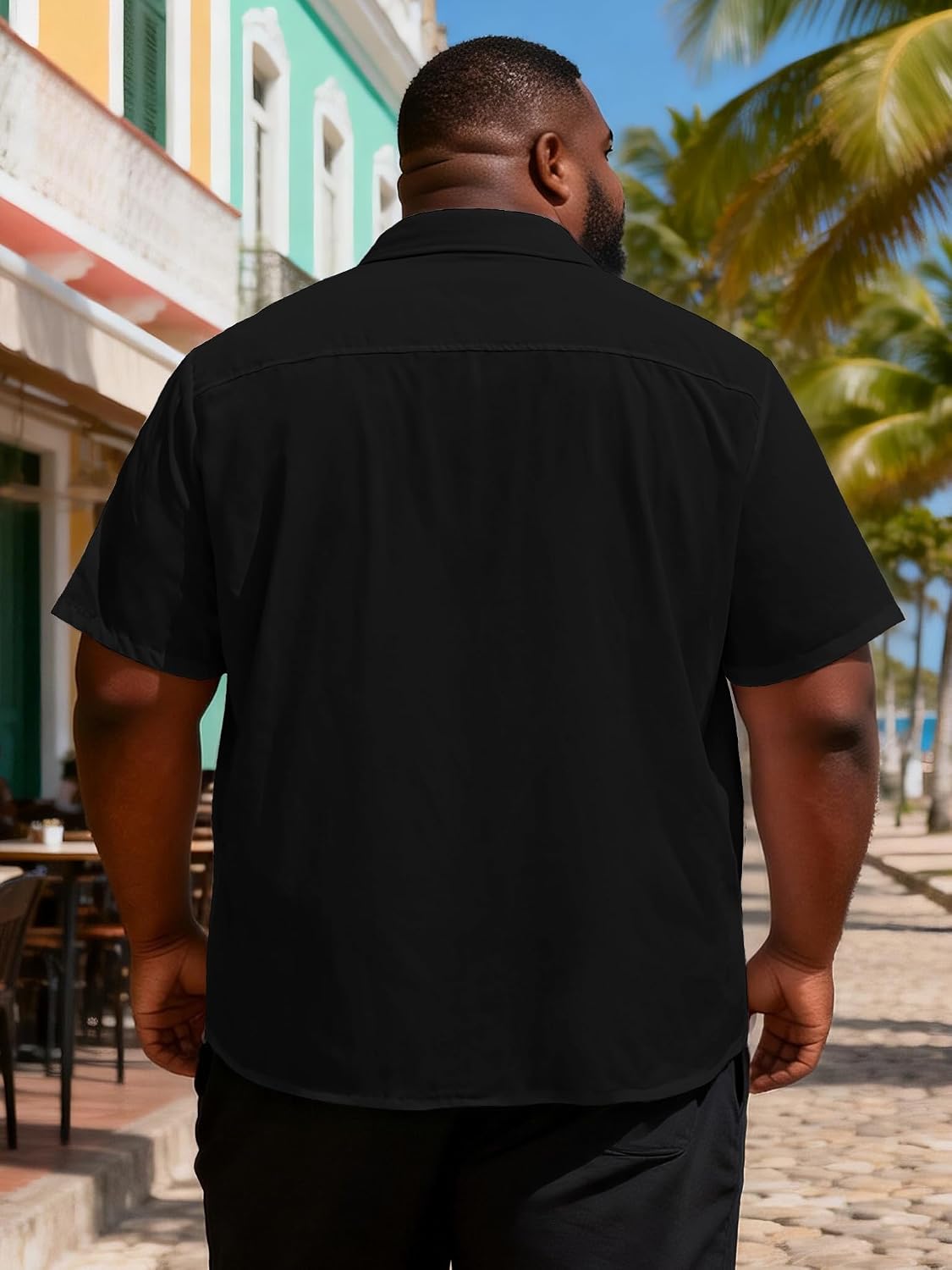 Big and Tall Guayabera Shirt for Men – Cuban Short Sleeve Button Up Summer Office & Beach Dress Shirt