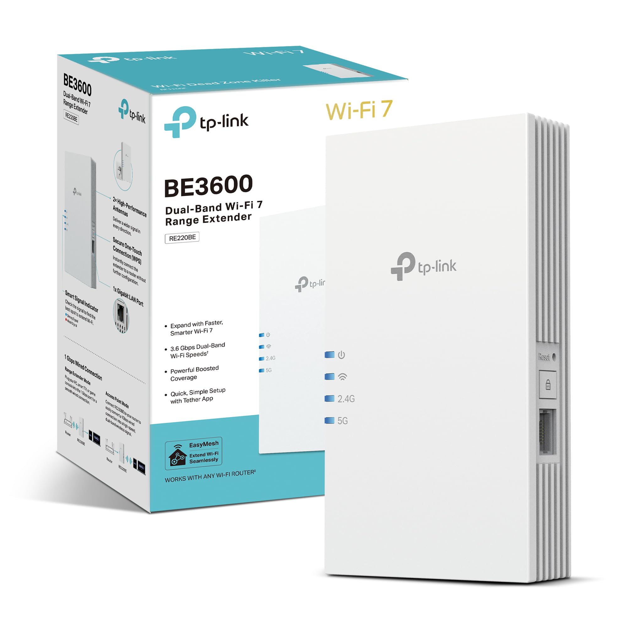 Tp-Link Be3600 Dual-Band Wi-Fi Range Extender Size 7 Re220be
