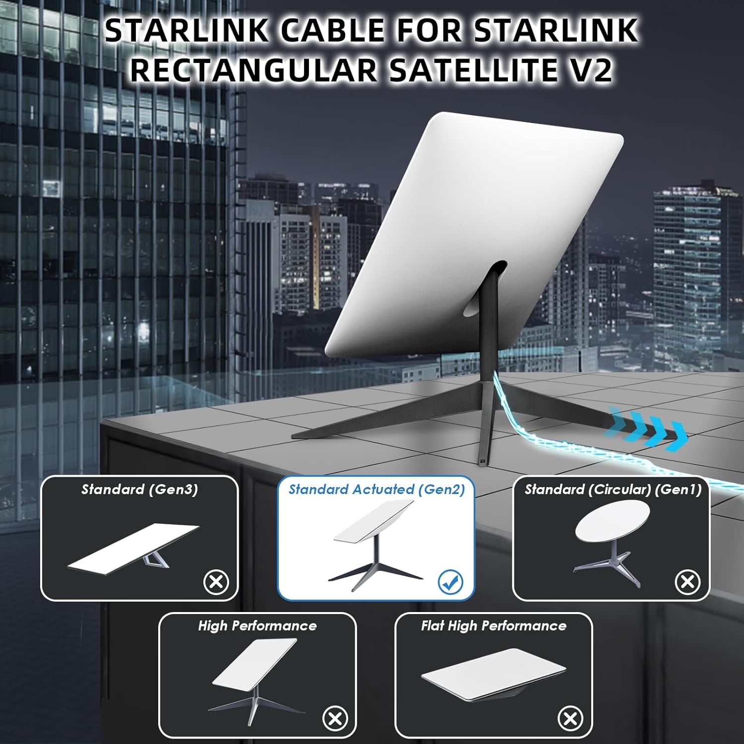 Starlink Cable - 33FT Starlink Cable for Starlink Rectangular Satellite V2, Replacement Extension Cable for Starlink, Waterproof Starlink Cables Extender Starlink Accessories