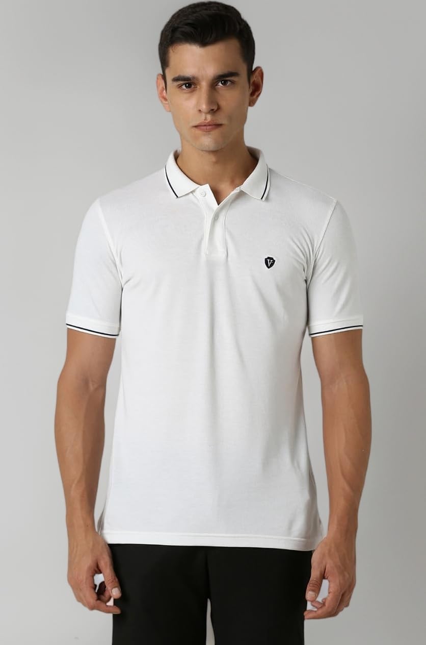 Van Heusen Men's Cotton Solid Regular Fit Collar Polo T-Shirt