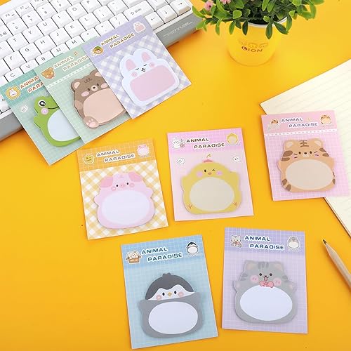 Miniatura 3 de 160 hojas de notas adhesivas de animales de dibujos animados, notas adhesivas de dibujos animados, bloc de notas autoadhesivas, marcadores de