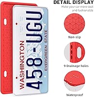 Vista 2 de Paquete de 2 marcos de silicona para matrícula, cubierta delantera y trasera, soporte para placa de matrícula a prueba de óxido, a prueba