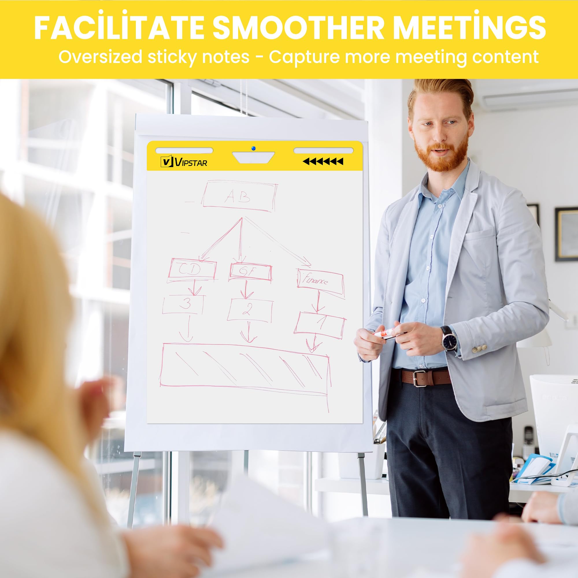 (6 Pads) Sticky Easel Pad 25 in x 30 in Post, Large Self Stick Flip Chart Premium Paper for Teachers, Mount to Most Surfaces and Bleedproof, Super Sticking Power