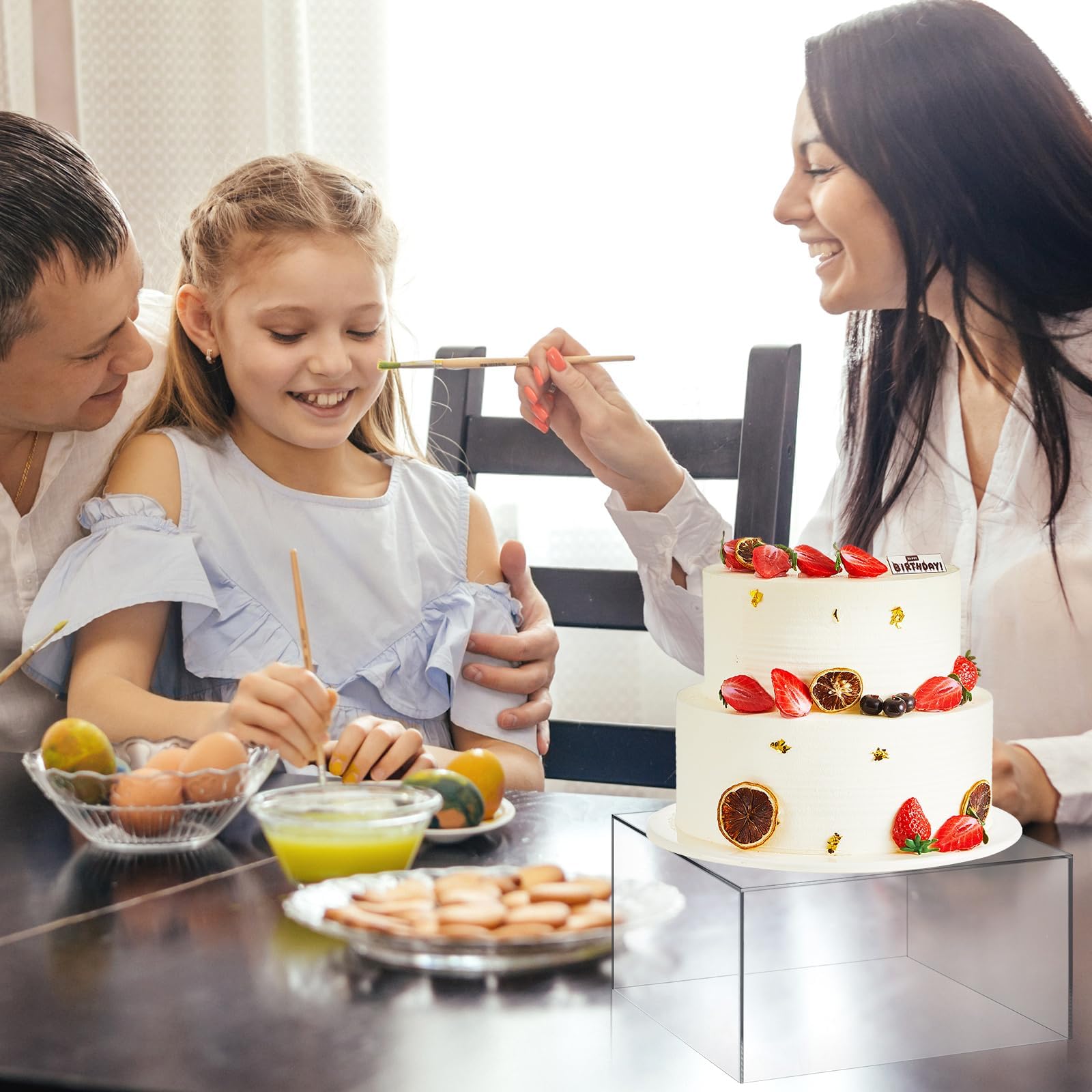 Alzata per buffet, 3 alzate per alimenti in acrilico per tavolo da buffet
