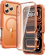 Diaclara Magnetic for iPhone 17 Pro Max Case 6.9-Inch, Fit for MagSafe, Full Body Bumper Case with Built-in Touch Sensitive Anti-Scratch Screen Protector, [Full Camera Protection] Phone Cover (Orange)