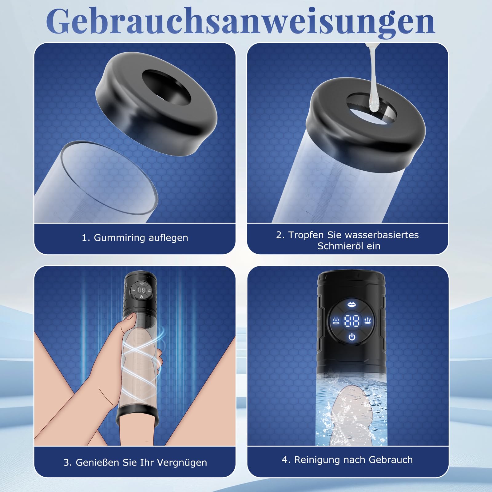 Penispumpe Vakuumpumpe für den Mann Penisvergrößerung, 9 Saugstufen & 9 Trainingsmodi Elektrische Penis Pumpe, Sex Spielzeug für die Männer Masturbator Penies Pump Verlängerung
