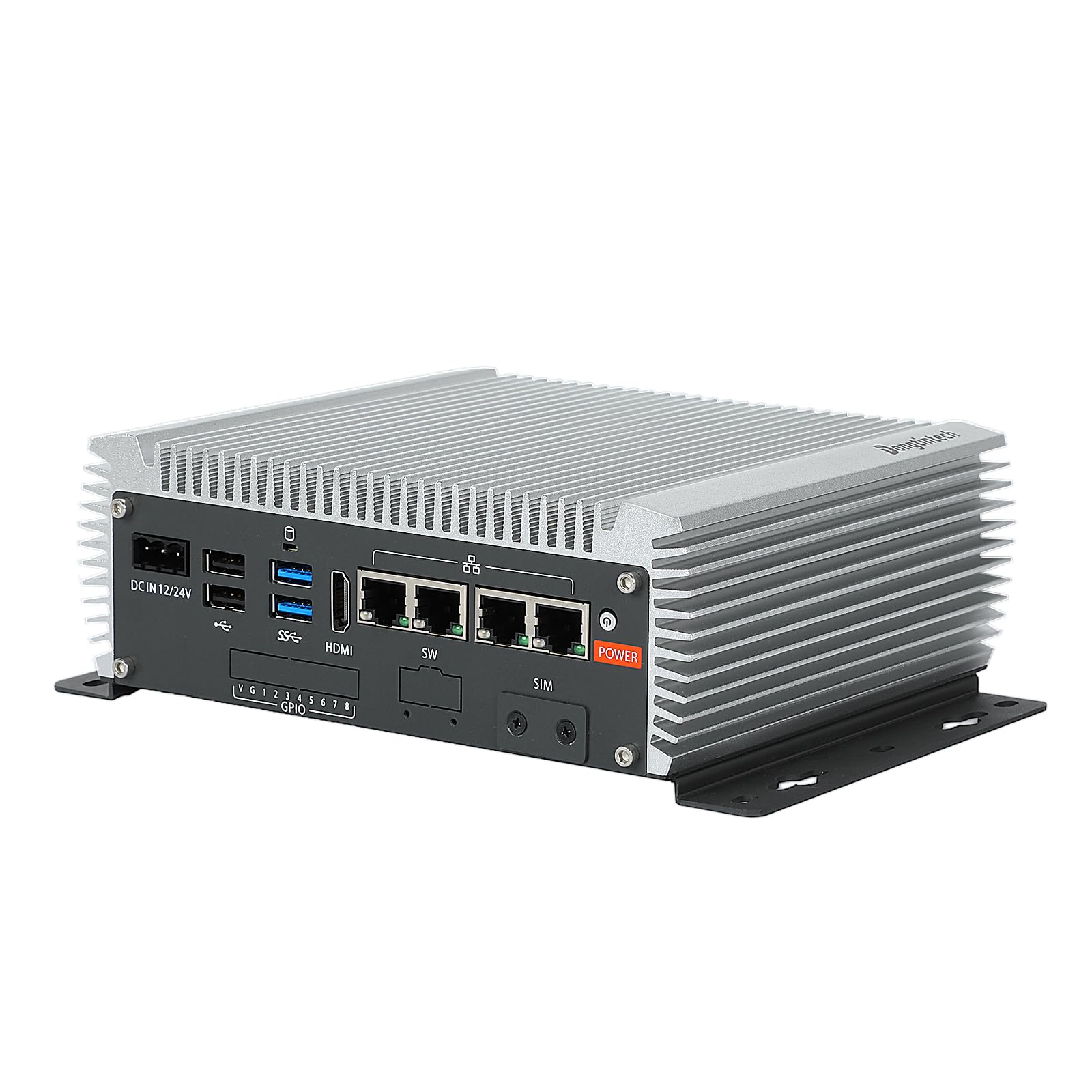 4*RJ45 Network Ports Industrial mini PC,Fanless mini pc Alder Lake-N97 Quad-core 8GB+128GB, 1*HDMI, 2*USB3.2, 2*USB2.0, 2*COM RS232/RS485,Windows 11 Pro Linux Samll Desktop Computer