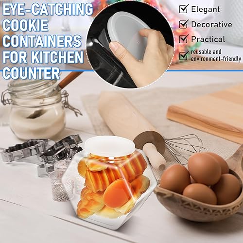 Miniatura 5 de Uiifan 1 tarro hexagonal de plástico para dulces con tapa, tarro de galletas, recipientes hexagonales transparentes para dulces, galletas, comida