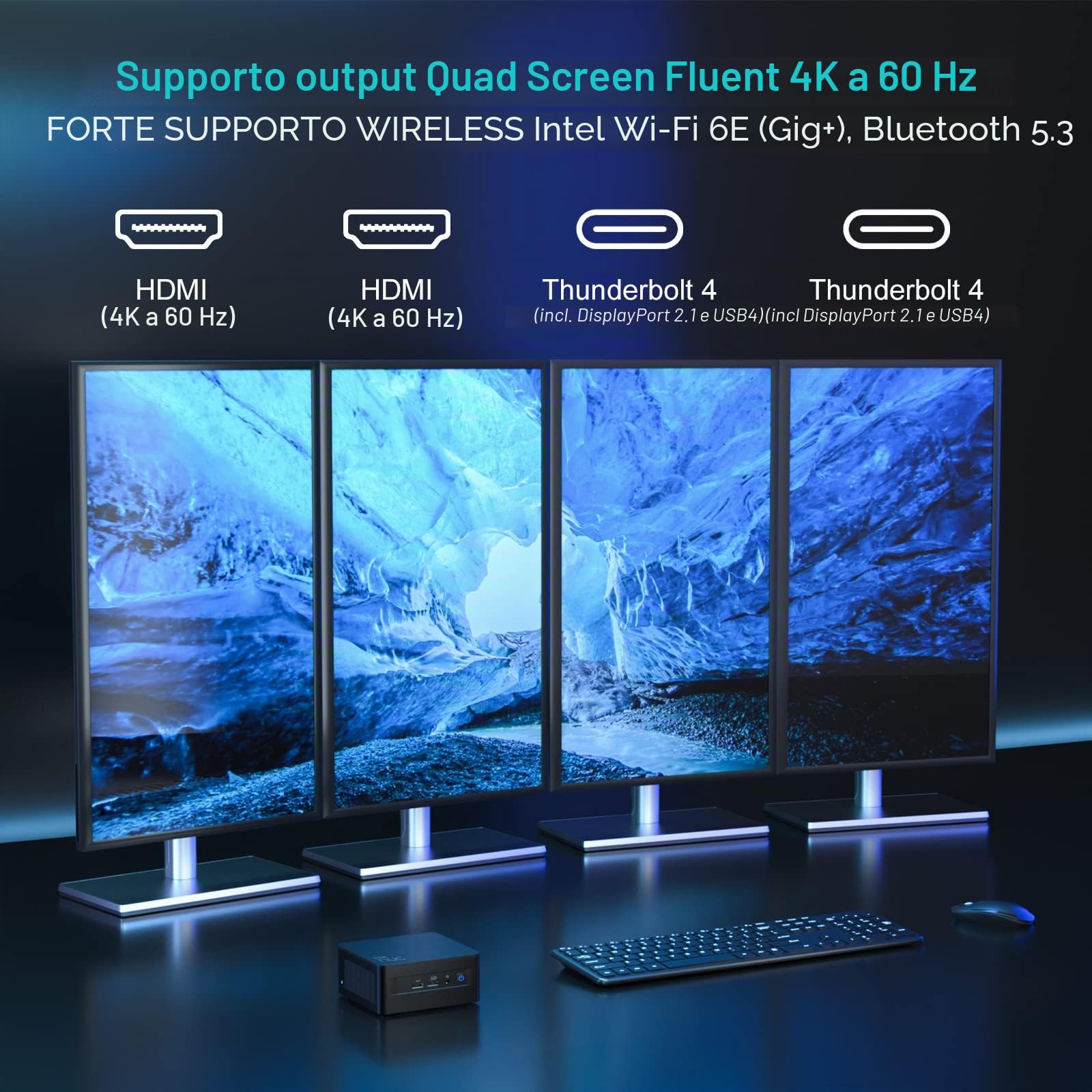 Intel NUC 13 Pro NUC13ANHi7 Arena Canyon Mini PC, i7-1360P, 32 GB di RAM, 1 TB SSD, mini computer Windows 11 Pro per aziende, uffici e case, supporto display quad 8K/4K/WiFi 6E/BT 5.3/Thunderbolt 4