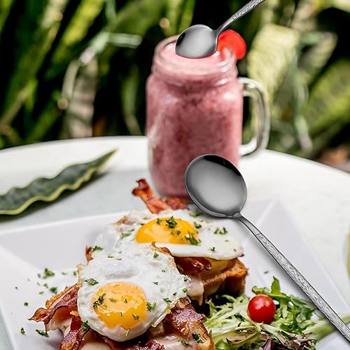 Miniatura 5 de Juego de cubiertos negros de acero inoxidable de 20 piezas con cuchillos de carne para 4, cubiertos pulidos con espejo, juego de cubiertos para