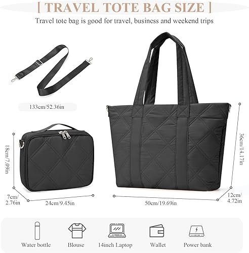 Miniatura 5 de Bolsa de viaje para mujer, bolsa de viaje acolchada para el hombro, bolsas de fin de semana con bolsa de aseo y compartimento para laptop, bolsa de