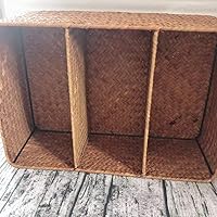 Vista 4 de Cabilock Cesta tejida a mano, algas marinas, caja de almacenamiento tejida con 3 compartimentos, organizador de escritorio para decoración