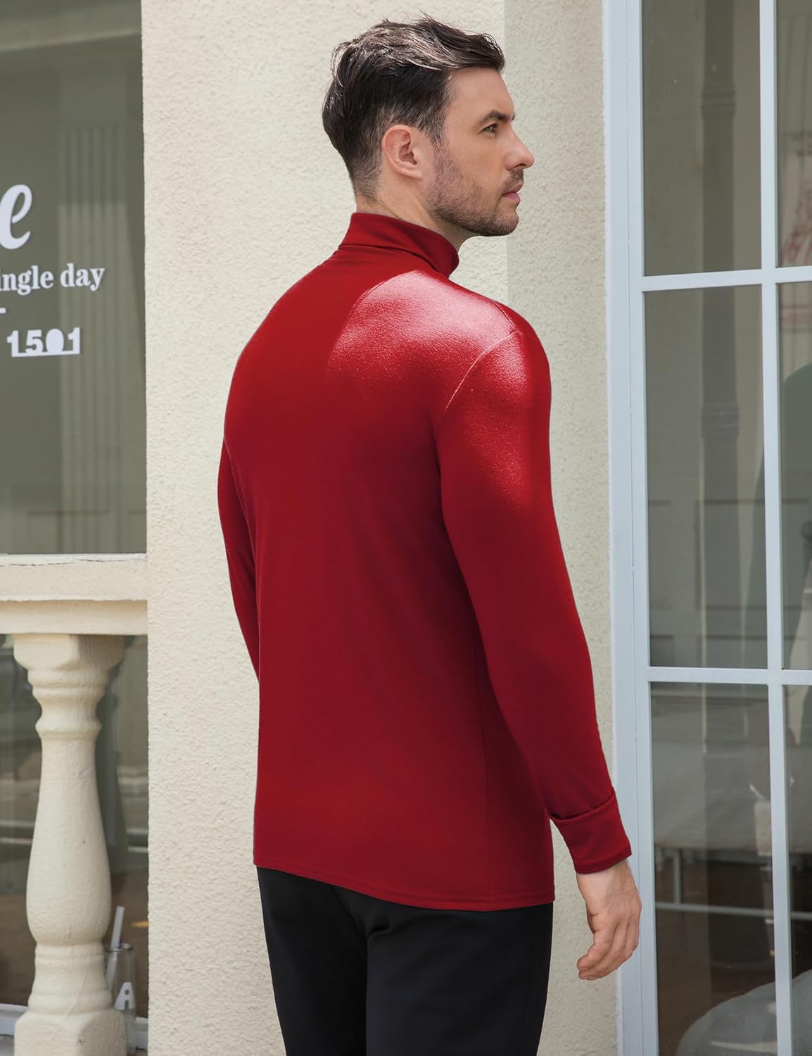 Men's Turtleneck Casual Basic High Neck Long Sleeve T Shirts Half Neck Lightweight Pullover Sweater - Image 2