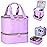 FCQQYWZ Nail polish Case, Nail Polish Organizer Bag and Nail Dryer Case Holds 30+ Bottles (15ml/0.5 fl.oz) and a Nail Lamp, Travel 2 Layer Nail Polish Storage with Sturdy Handles(Purple)