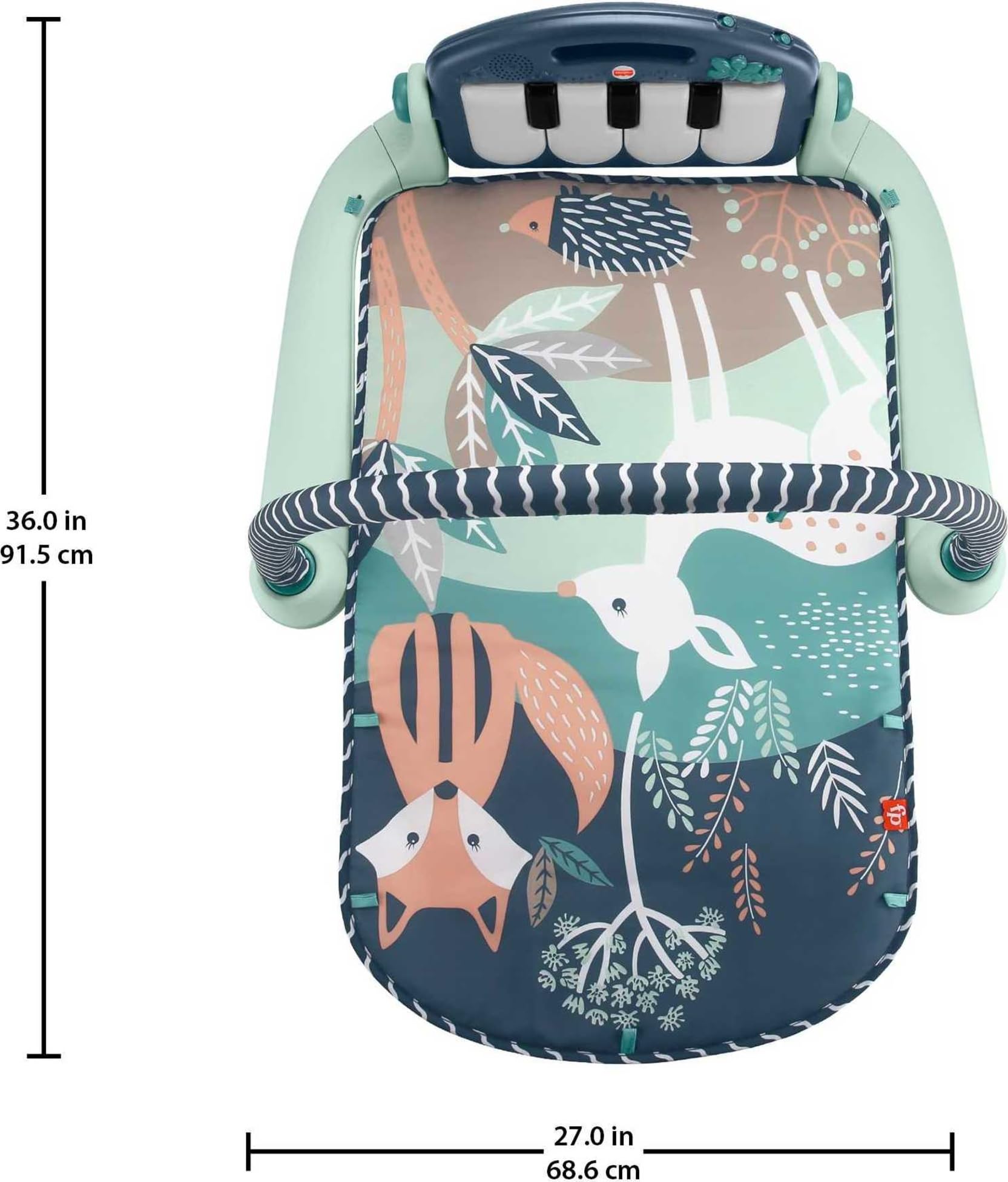 Fisher-Price Gimnasio-Piano pataditas Alfombra de Juego para bebés con Juguetes Musicales y sensoriales para recién Nacidos y niños pequeños, Azul Marino y Beige, JMN75