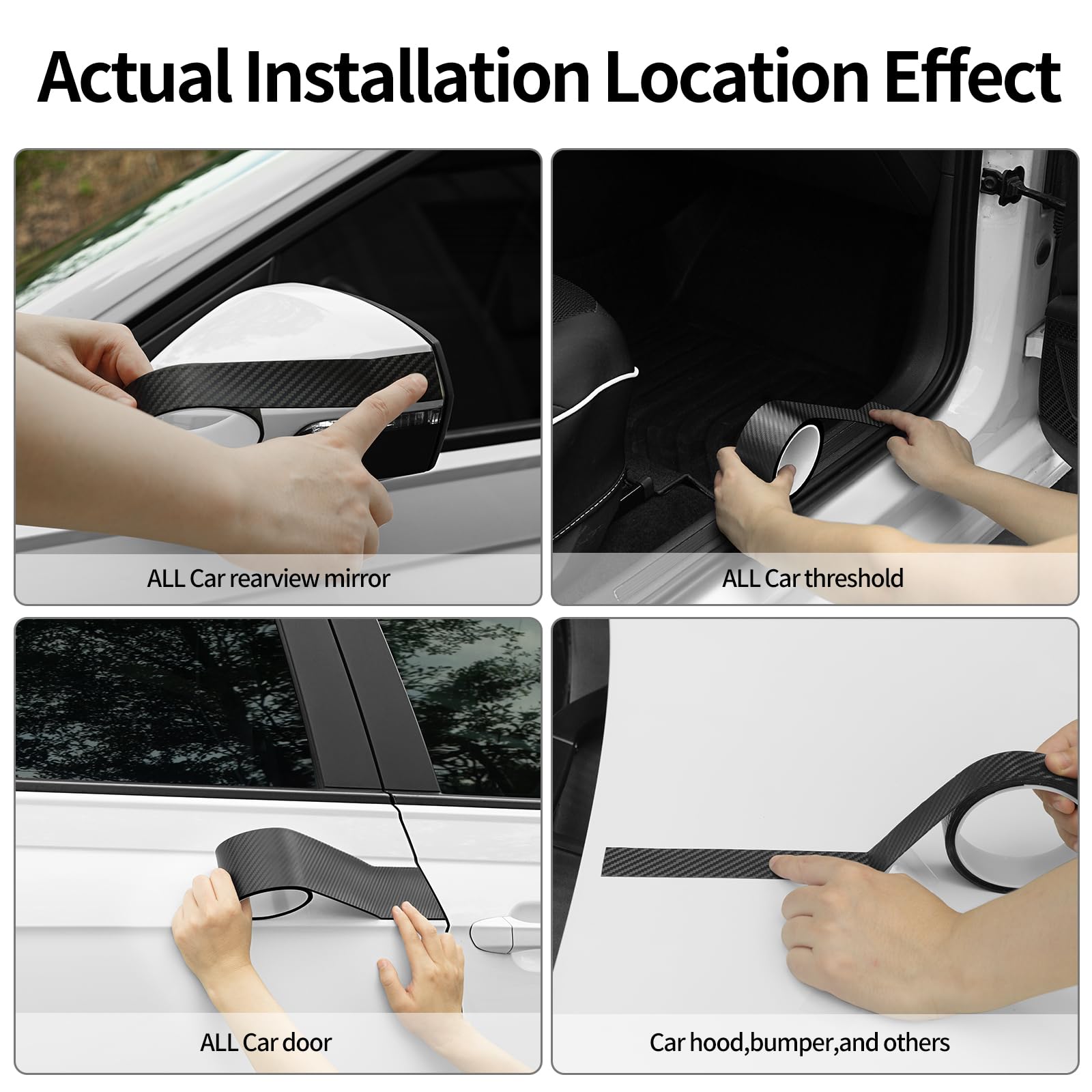 Carbon Car Door Sills Stickers CMD 2.75In*32.8Ft Car Door Edge Guards ...