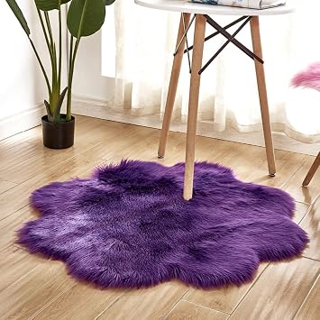 Flower Shape Fluffy Plush Rug Home Living Room Decoration Bedroom Side Rug Soft Faux Wool Carpet