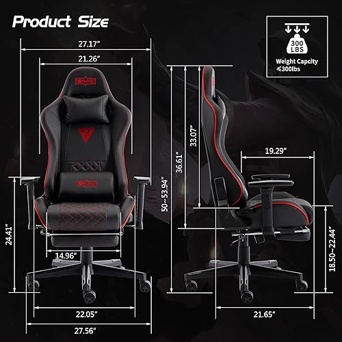 Miniatura 3 de S*MAX Silla de juegos con reposapiés, asiento grueso, sillas de juegos negras con reposabrazos 3D, sillas de jugador de piel sintética y soporte