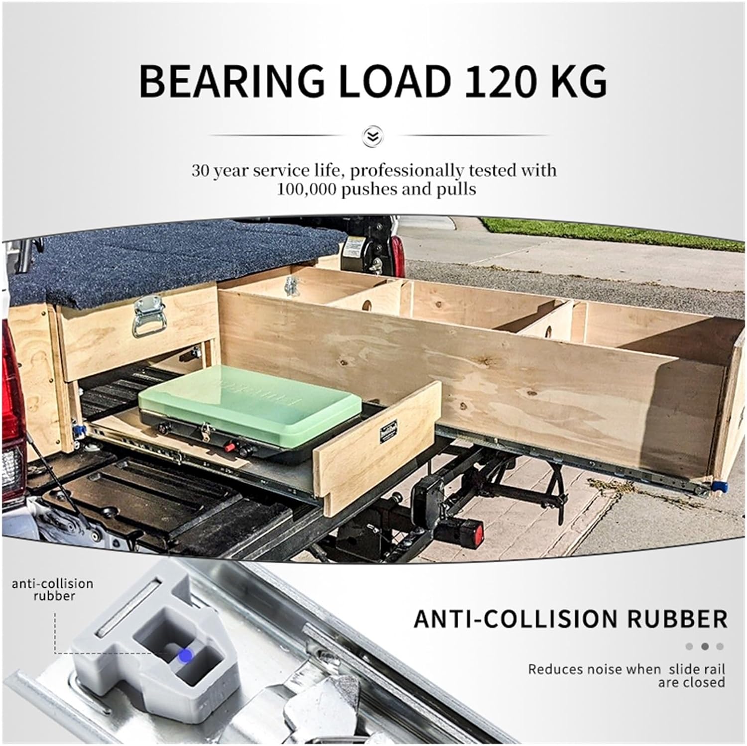 Heavy Duty Drawer Slides Industrial Heavy Duty Drawer Rails 53mm Slides 3-Section Full Extension Retractable Furniture(20 inch)