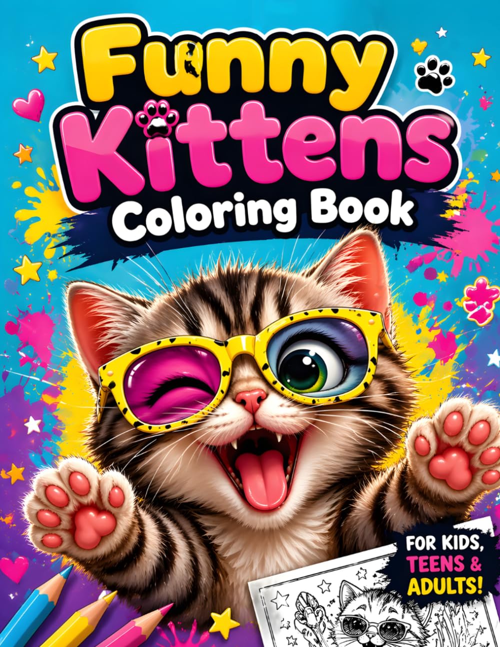 Funny Kittens Coloring Book: Stres Relief & Fun