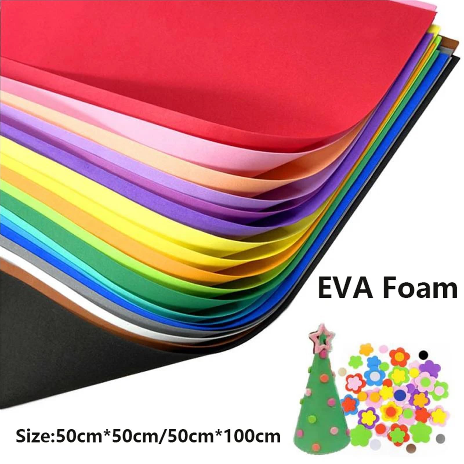 Moosgummi-Platten 18 Stück Bunte Eva-Schaumstoff-Blätter, Eva-Schaumstoff, 1 mm dick, 50 cm x 50 cm/50 cm x 90 cm, Eva-Schaumstoff-Papiere for Kunsthandwerk, DIY-Projekt(50x50cm 18 Colors)
