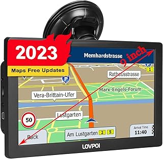 LOVPOI GPS Navigation for Truck Car, 9 inch Trucker GPS for Semi Truck 2023 Map, GPS Truck Drivers Commercial, GPS Navigation System for Trucks, Free Lifetime Map Updates, Spoken Driver Alerts