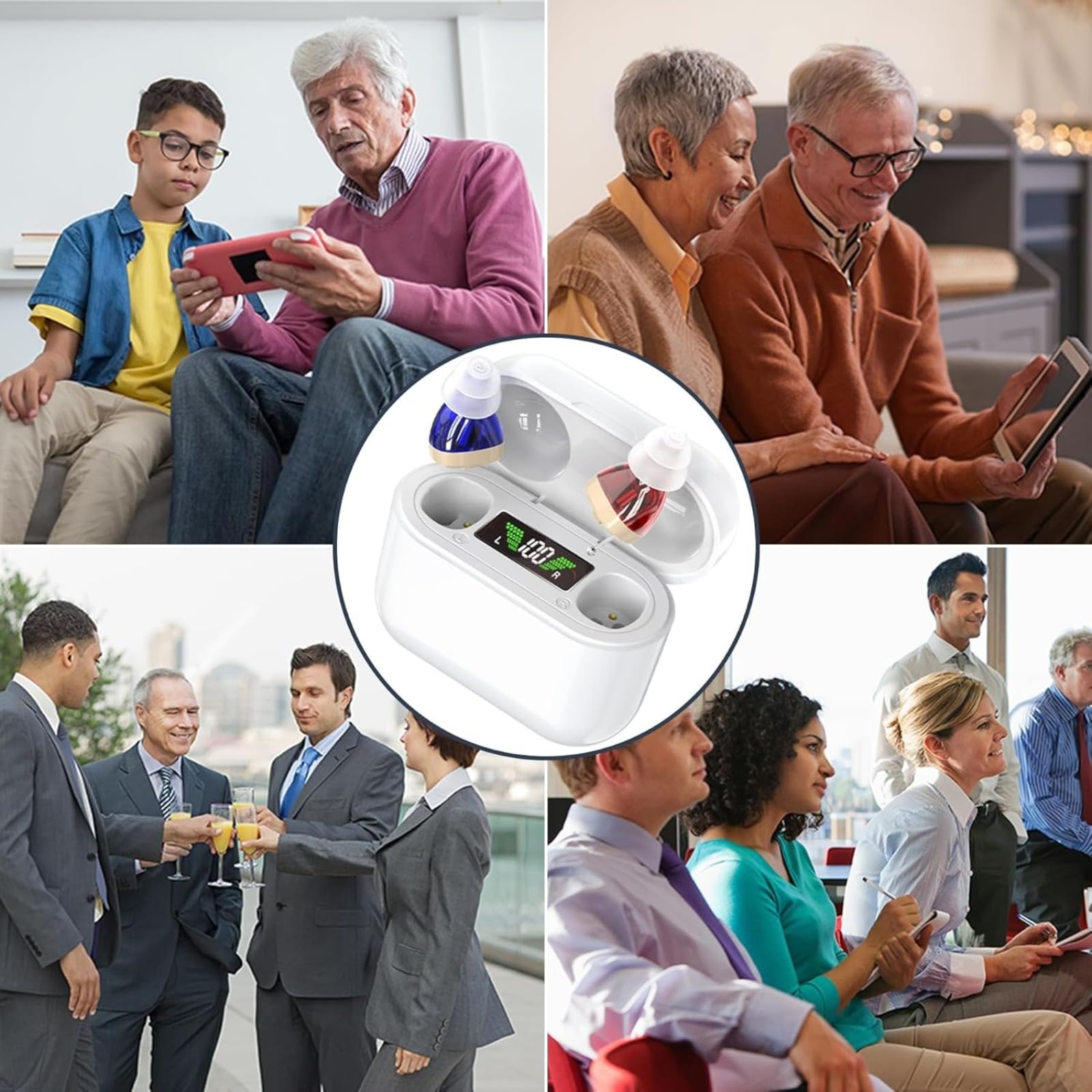 Rechargeable pour personnes âgées - Couple personnel numérique (CIC) PSAP Intra-auriculaire avec qualité sonore supérieure, réduction intelligente du son, affichage de la puissance