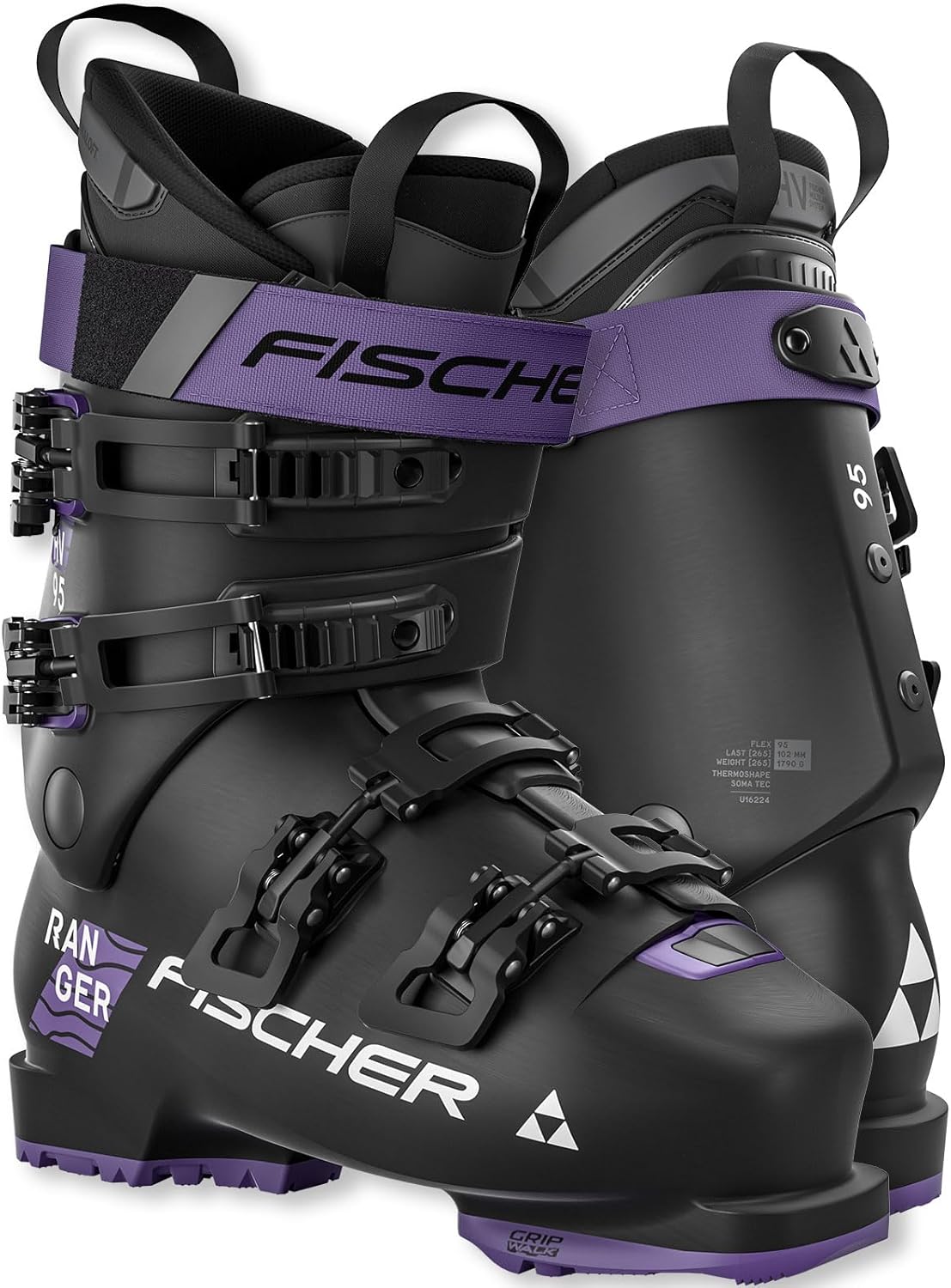 Fischer Women's Ranger HV 95 GW Durable Comfortable Supportive Secure Easy Entry Walkable Winter Sports Alpine Ski Boots with GripWalk Sole