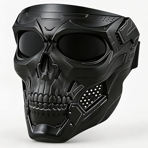 Airsoft Mask Full Face with HD Goggle Skull Skeleton Paintball Mask for Halloween Cosplay Paintball Game Props Party Tactical Mask