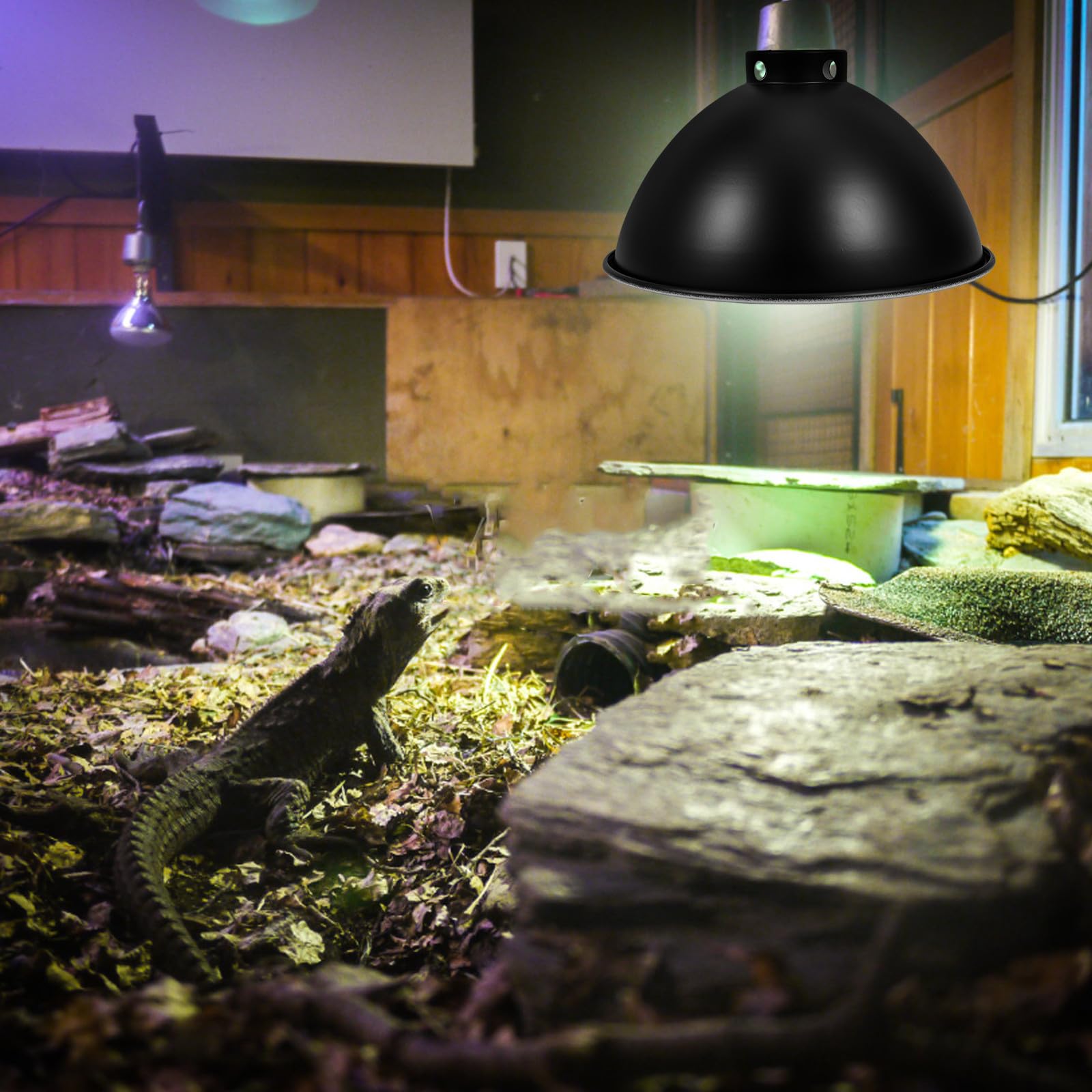 Reflektor Lampenschirm für Reptilien Wärmelampe 85 Zoll Metall Lampenabdeckung Terrarium Zubehör mit E27 Fassung Energiesparend