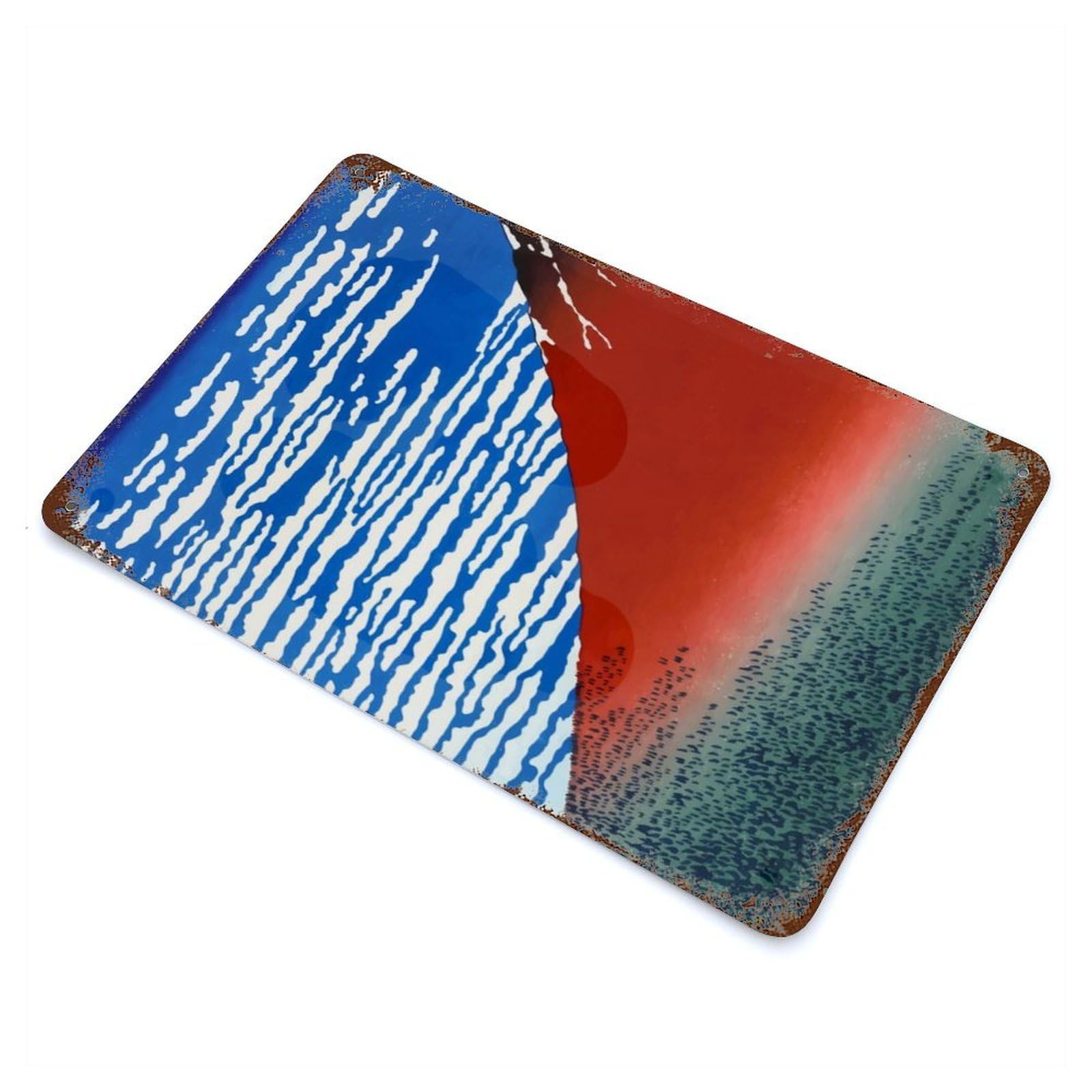 Red Fuji by Hokusai Rustic Tin Plaque 11.8"x7.9", for Shed, Workshop And Garage Wall Decor, Rustic Home Decor