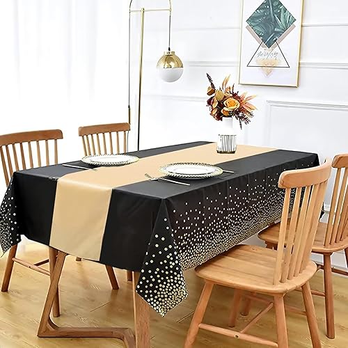Miniatura 5 de 12 caminos de mesa de satén de boda de 12 x 108 pulgadas y mantel de plástico desechable de 54 x 108 pulgadas, manteles dorados para fiestas,